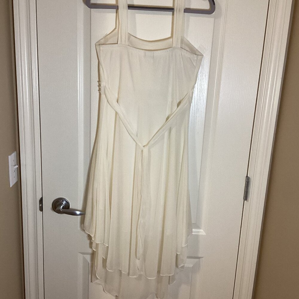 Neon by Bulux USA Women's Cream Dress Fully Lined Empire Waist High / Low - Picture 6 of 9